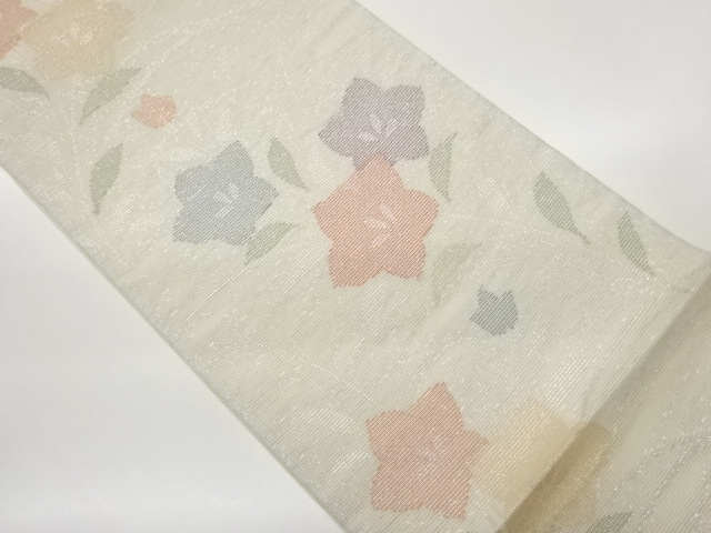 JAPANESE FUKURO OBI FOR SUMMER / WOVEN BALLOON FLOWER